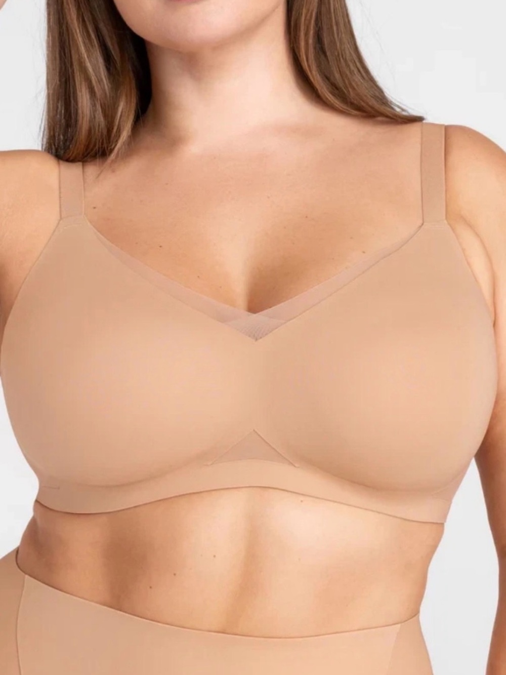 NWT Honeylove CrossOver V-Neck Bra in Sand - Sz 44C/D